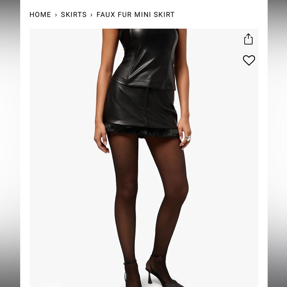 WeWoreWhat Faux Fur Leather Mini Skirt